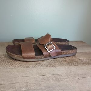 Merrell Men's Downtown Slide Buckle Leather Sandals S 12 Dark Earth Brown Hippie